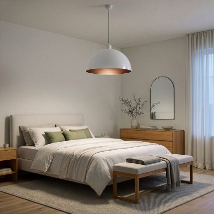 Brilagi - Lampada a sospensione LED METALO 1xE27/40W/230V Ø 40 cm bianco/ramato