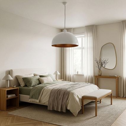 Brilagi - Lampada a sospensione LED METALO 1xE27/40W/230V Ø 40 cm bianco/ramato