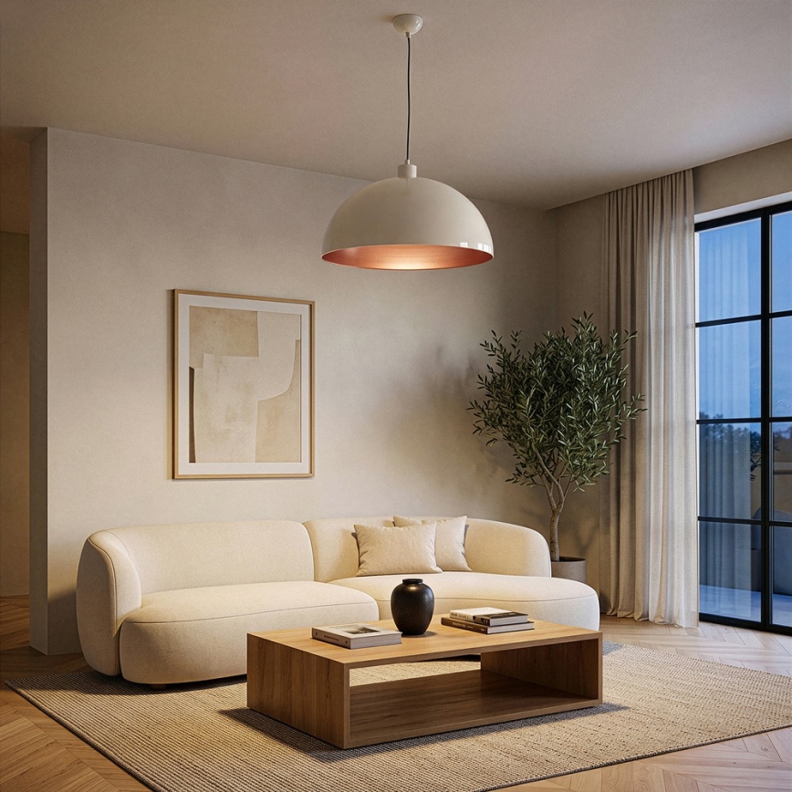Brilagi - Lampada a sospensione LED METALO su cavo 1xE27/40W/230V Ø 40 cm beige/rame