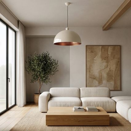 Brilagi - Lampada a sospensione LED METALO su cavo 1xE27/40W/230V Ø 40 cm beige/rame