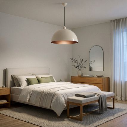 Brilagi - Lampada a sospensione LED METALO su cavo 1xE27/40W/230V Ø 40 cm beige/rame