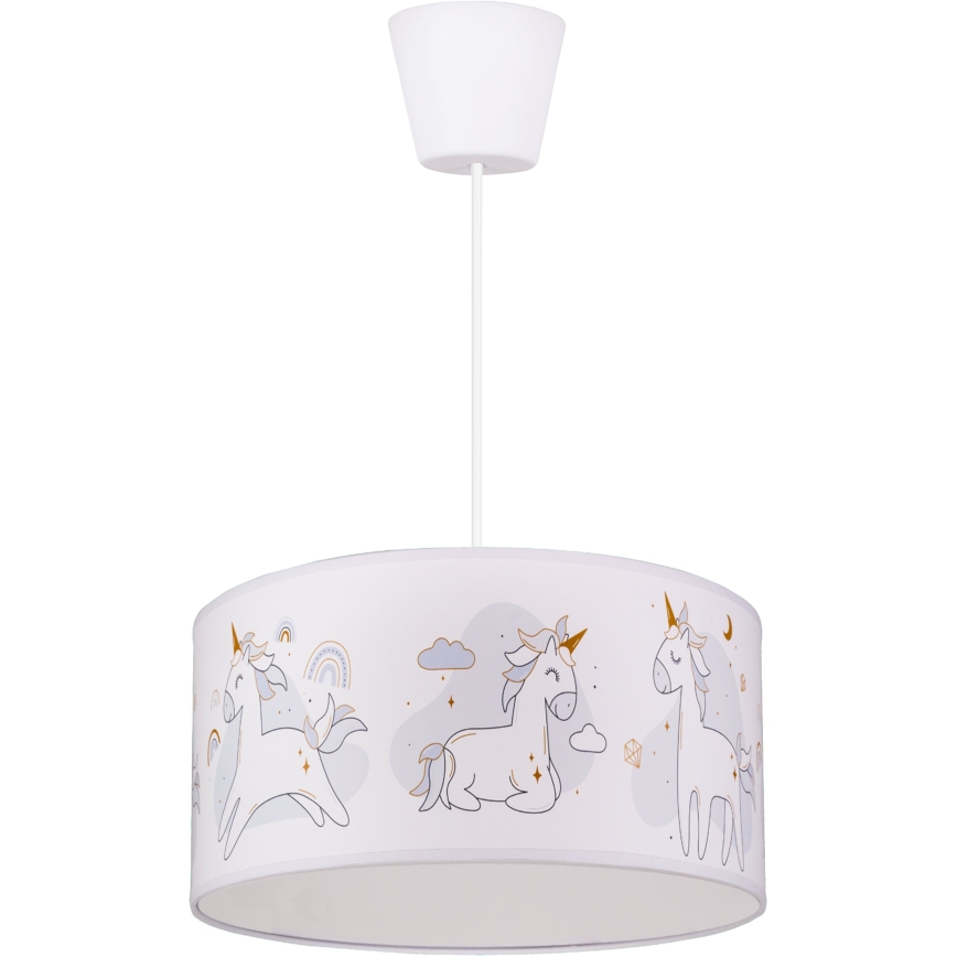 Brilagi - Lampadario LED per bambini a sospensione su cavo BOBO 1xE27/60W/230V Ø 35 cm bianco/unicorni