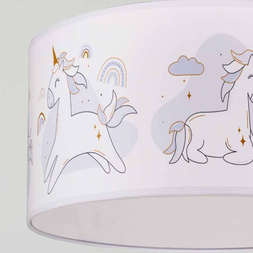 Brilagi - Lampadario LED per bambini a sospensione su cavo BOBO 1xE27/60W/230V Ø 35 cm bianco/unicorni