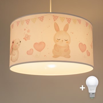 Brilagi - Lampada a sospensione LED per bambini BOBO con cavo 1xE27/60W/230V Ø 35 cm bianco/coniglietti