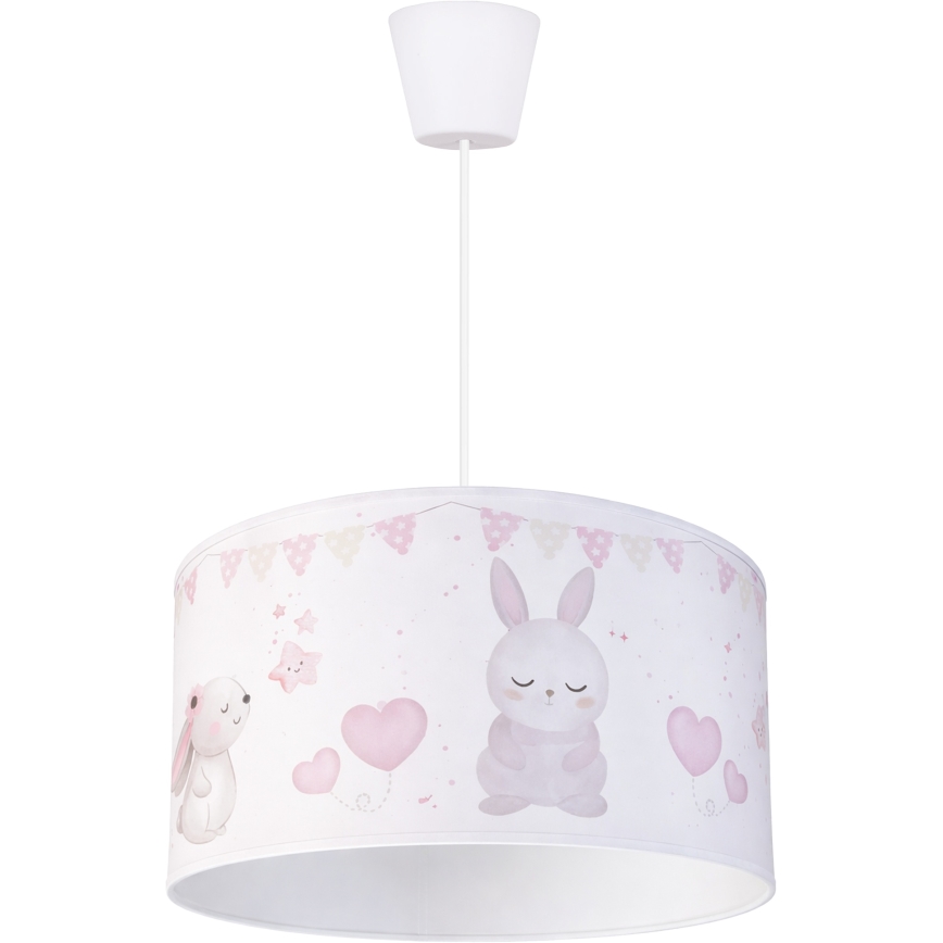 Brilagi - Lampada a sospensione LED per bambini BOBO con cavo 1xE27/60W/230V Ø 35 cm bianco/coniglietti