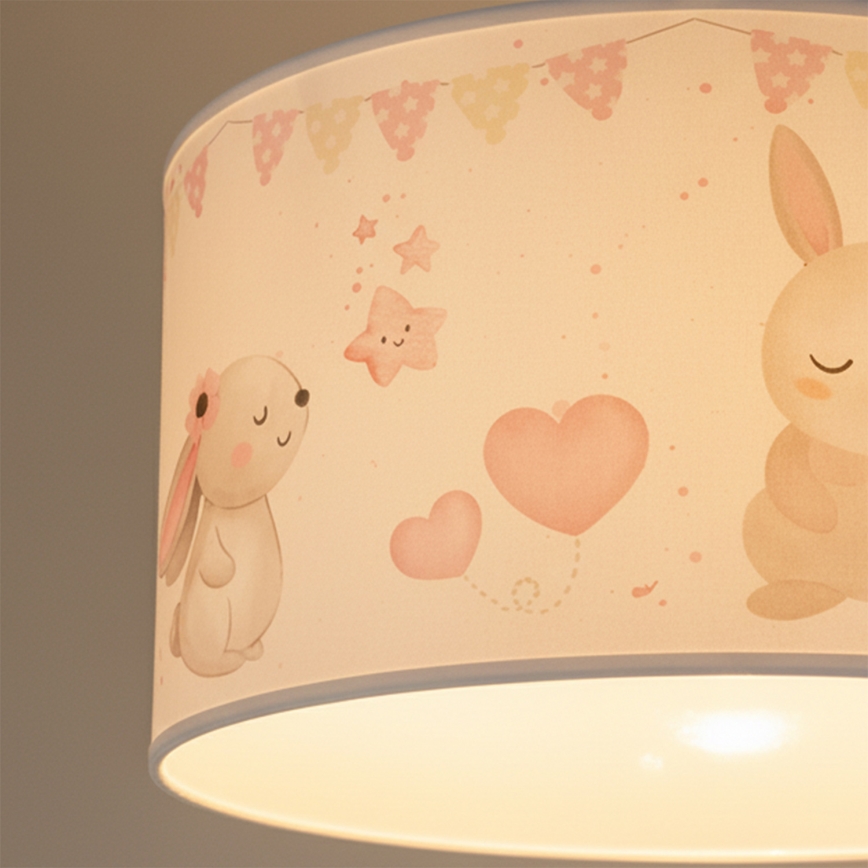 Brilagi - Lampada a sospensione LED per bambini BOBO con cavo 1xE27/60W/230V Ø 35 cm bianco/coniglietti