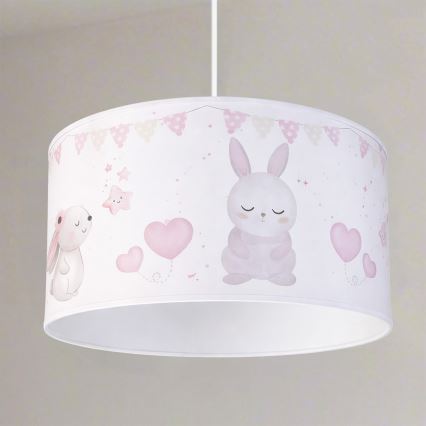 Brilagi - Lampada a sospensione LED per bambini BOBO con cavo 1xE27/60W/230V Ø 35 cm bianco/coniglietti