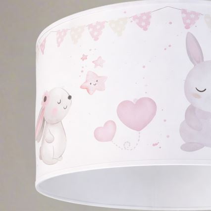 Brilagi - Lampada a sospensione LED per bambini BOBO con cavo 1xE27/60W/230V Ø 35 cm bianco/coniglietti