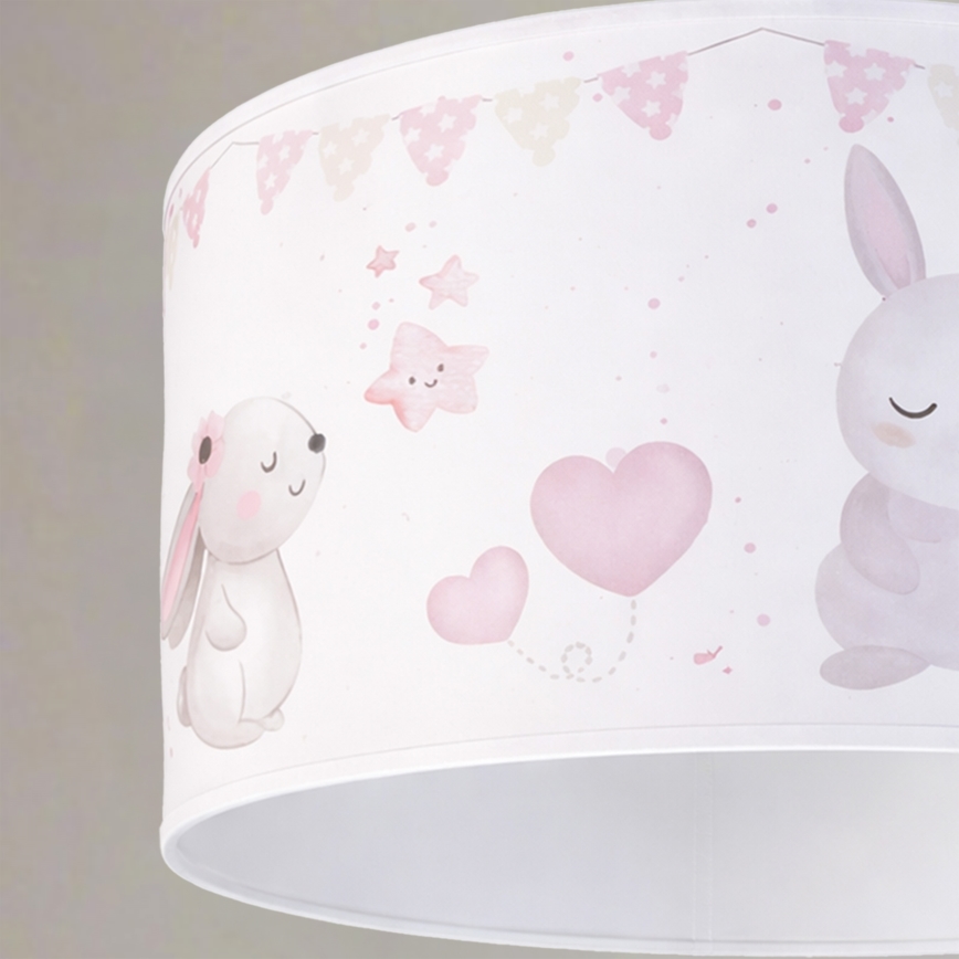 Brilagi - Lampada a sospensione LED per bambini BOBO con cavo 1xE27/60W/230V Ø 35 cm bianco/coniglietti