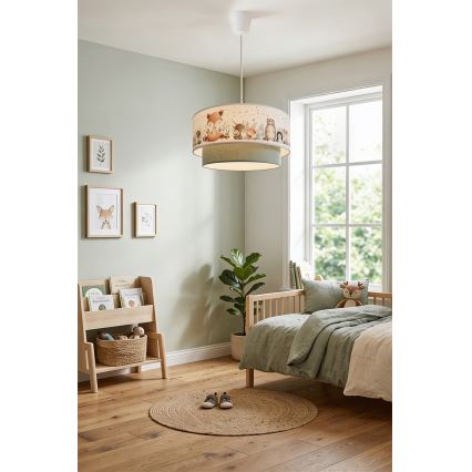Brilagi - Lampadario LED sospeso per bambini BOBO 1xE27/10W/230V Ø 40 cm bianco/verde a tema animali