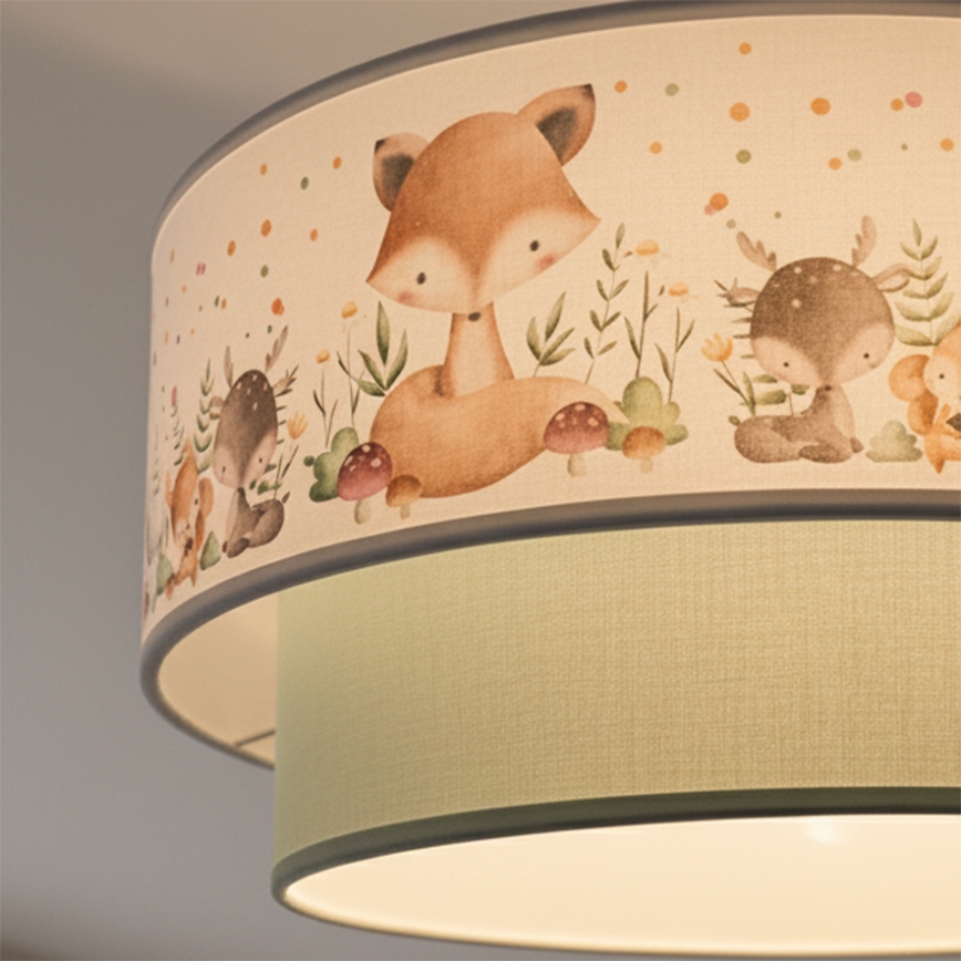 Brilagi - Lampadario LED sospeso per bambini BOBO 1xE27/10W/230V Ø 40 cm bianco/verde a tema animali
