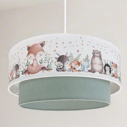 Brilagi - Lampadario LED sospeso per bambini BOBO 1xE27/10W/230V Ø 40 cm bianco/verde a tema animali