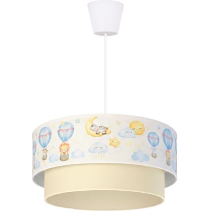 Brilagi - Lampadario LED per cameretta a sospensione con cavo BOBO 1xE27/60W/230V diam. 40 cm bianco/beige/con animaletti