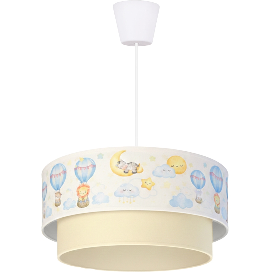 Brilagi - Lampadario LED per cameretta a sospensione con cavo BOBO 1xE27/60W/230V diam. 40 cm bianco/beige/con animaletti