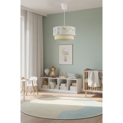Brilagi - Lampadario LED per cameretta a sospensione con cavo BOBO 1xE27/60W/230V diam. 40 cm bianco/beige/con animaletti