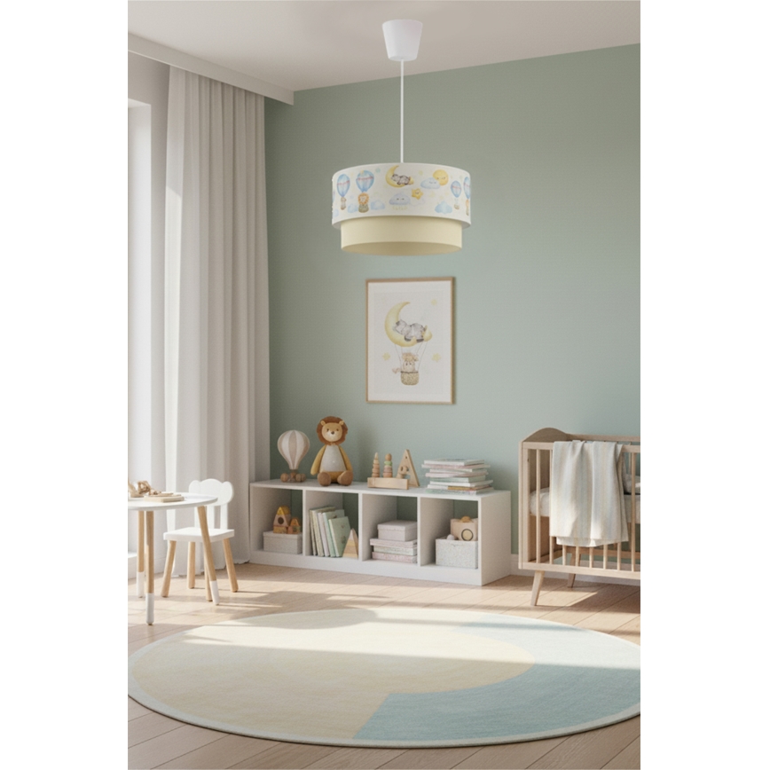 Brilagi - Lampadario LED per cameretta a sospensione con cavo BOBO 1xE27/60W/230V diam. 40 cm bianco/beige/con animaletti