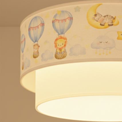 Brilagi - Lampadario LED per cameretta a sospensione con cavo BOBO 1xE27/60W/230V diam. 40 cm bianco/beige/con animaletti