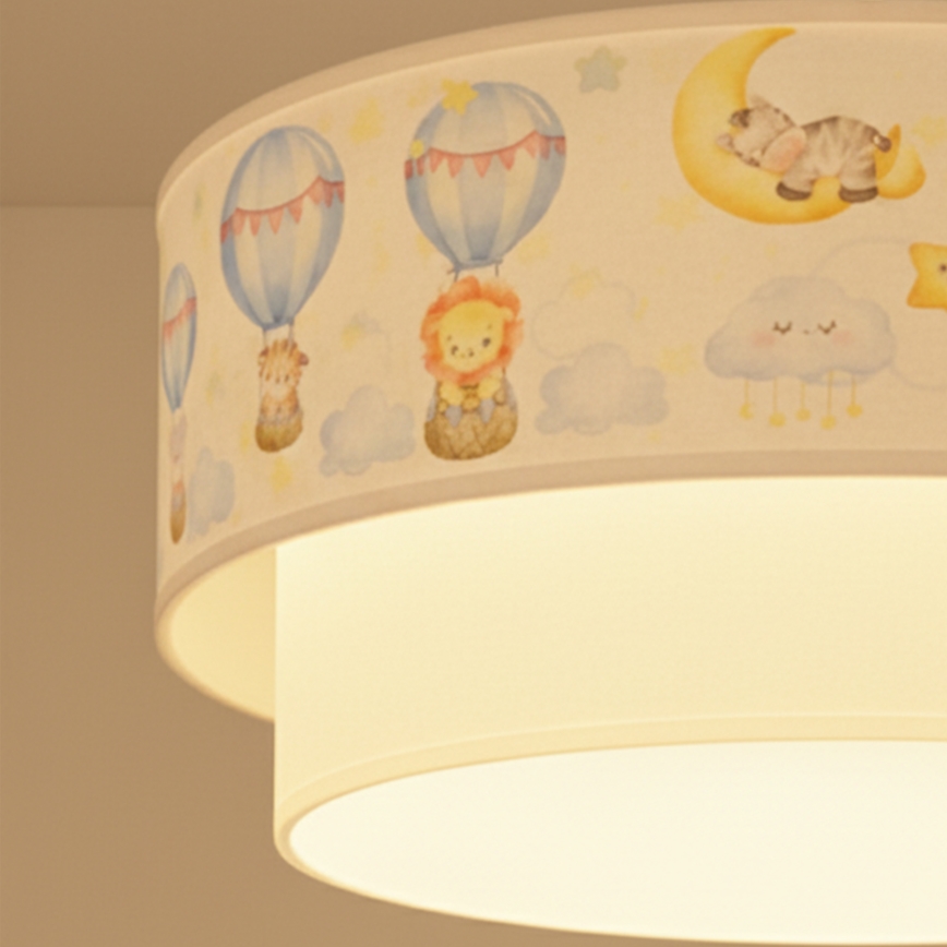 Brilagi - Lampadario LED per cameretta a sospensione con cavo BOBO 1xE27/60W/230V diam. 40 cm bianco/beige/con animaletti