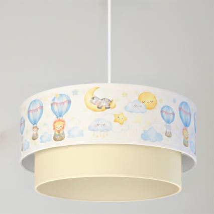 Brilagi - Lampadario LED per cameretta a sospensione con cavo BOBO 1xE27/60W/230V diam. 40 cm bianco/beige/con animaletti