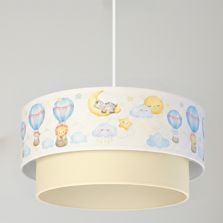 Brilagi - Lampadario LED per cameretta a sospensione con cavo BOBO 1xE27/60W/230V diam. 40 cm bianco/beige/con animaletti