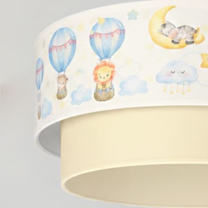 Brilagi - Lampadario LED per cameretta a sospensione con cavo BOBO 1xE27/60W/230V diam. 40 cm bianco/beige/con animaletti