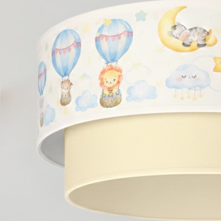 Brilagi - Lampadario LED per cameretta a sospensione con cavo BOBO 1xE27/60W/230V diam. 40 cm bianco/beige/con animaletti