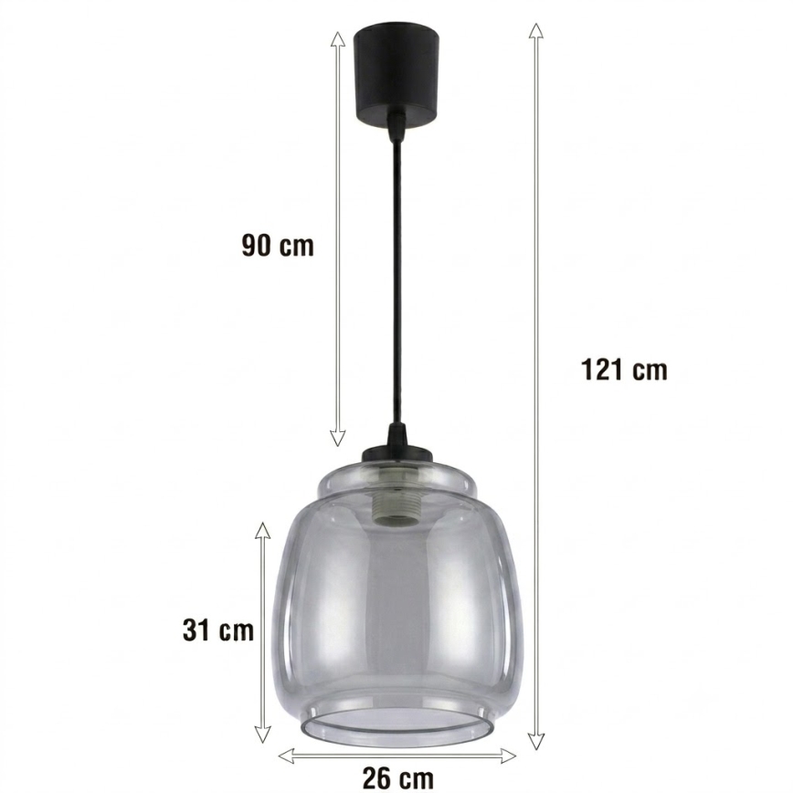 Brilagi - Lampada a sospensione LED su cavo RETRO GLASS 1xE27/60W/230V Ø 26 cm nero/grigio fumé