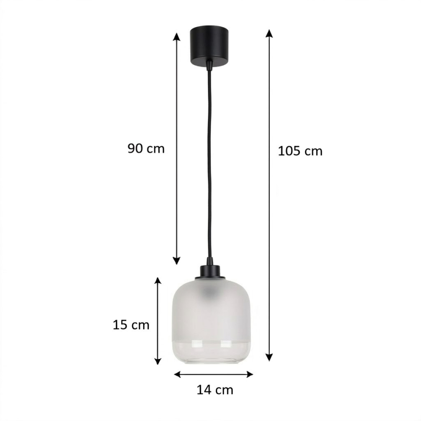 Brilagi - Lampada a sospensione LED RETRO GLASS 1xE27/60W/230V Ø 14 cm nero/bianco