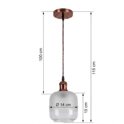 Brilagi - Lampada a sospensione LED RETRO GLASS 1xE27/60W/230V ø 14 cm rame/bianco