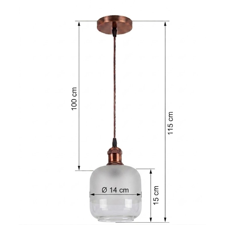 Brilagi - Lampada a sospensione LED RETRO GLASS 1xE27/60W/230V ø 14 cm rame/bianco