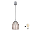 Brilagi - Lampada a sospensione LED RETRO GLASS 1xE27/60W/230V Ø 17 cm argento/beige fumé