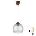 Brilagi - Lampada a sospensione LED RETRO GLASS 1xE27/60W/230V Ø 25 cm marrone/grigio fumé