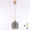 Brilagi - Lampada a sospensione LED RETRO GLASS con cavo 1xE27/60W/230V Ø 14 cm beige/grigio fumé