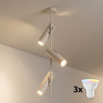 Brilagi - Lampada a sospensione LED RGBW dimmerabile su asta BRANCH 3xGU10/6,5W/230V 2700-6500K beige