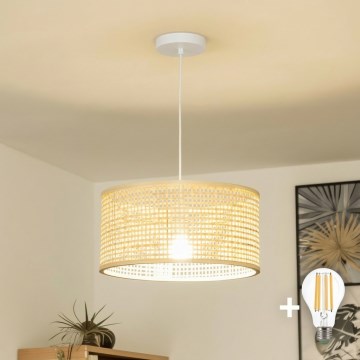 Brilagi - Lampada a sospensione LED su cavo CERIA BOHO 1xE27/40W/230V Ø 25 cm bambù