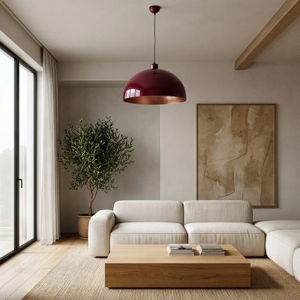 Brilagi - Lampada a sospensione LED su cavo METALO 1xE27/40W/230V Ø 40 cm bordeaux/rame