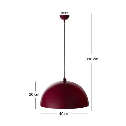 Brilagi - Lampada a sospensione LED su cavo METALO 1xE27/40W/230V Ø 40 cm bordeaux/rame