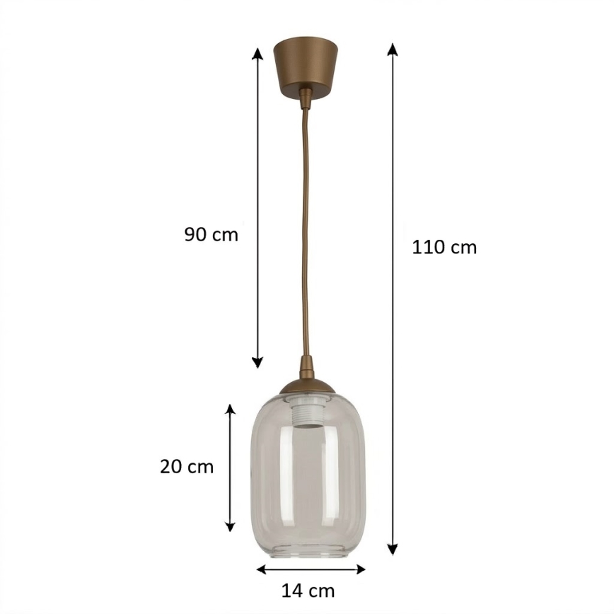 Brilagi - Lampadario LED a sospensione con cavo RETRO GLASS 1xE27/60W/230V Ø 14 cm marrone/grigio fumé