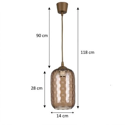 BRILAGI - Lampadario LED a cavo RETRO GLASS 1xE27/60W/230V Ø 14 cm marrone//marrone fumé