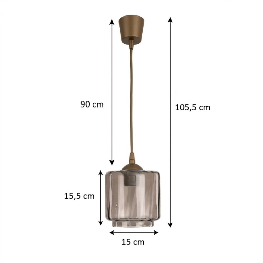 BRILAGI - Lampadario LED a sospensione con cavo RETRO GLASS 1xE27/60W/230V Ø 15 cm marrone/beige fumé