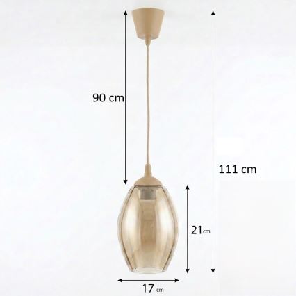 Brilagi - Lampadario LED a sospensione RETRO GLASS 1xE27/60W/230V Ø 17 cm beige/beige fumé