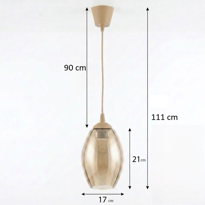 Brilagi - Lampadario LED a sospensione RETRO GLASS 1xE27/60W/230V Ø 17 cm beige/beige fumé