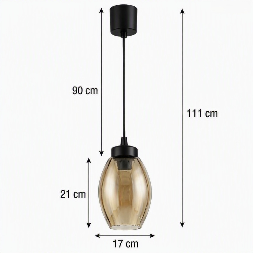Brilagi - Lampadario LED a sospensione con cavo RETRO GLASS 1xE27/60W/230V Ø 17 cm nero/beige fumé