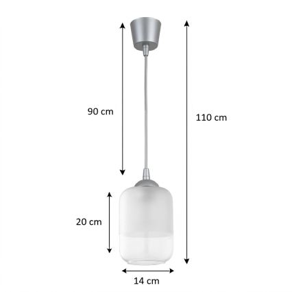 Brilagi - Lampada a sospensione LED su cavo RETRO GLASS 1xE27/60W/230V Ø 14 cm argento/bianco