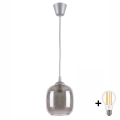 Brilagi - Lampada a sospensione LED su cavo RETRO GLASS 1xE27/60W/230V Ø 14 cm argento/grigio fumé