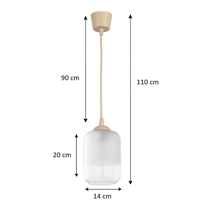 Brilagi - Lampada a sospensione LED su cavo RETRO GLASS 1xE27/60W/230V Ø 14 cm beige/bianco