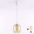 Brilagi - Lampada a sospensione LED su cavo RETRO GLASS 1xE27/60W/230V Ø 14 cm bianco/marrone fumé
