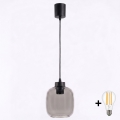 Brilagi - Lampada a sospensione LED su cavo RETRO GLASS 1xE27/60W/230V Ø 14 cm nero/grigio fumé