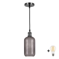 BRILAGI - Lampada a sospensione LED su cavo RETRO GLASS 1xE27/60W/230V Ø 14 cm nero/grigio fumé
