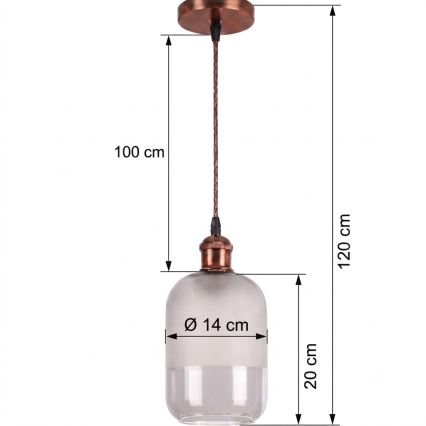 Brilagi - Lampada a sospensione LED su cavo RETRO GLASS 1xE27/60W/230V Ø 14 cm rame/bianco